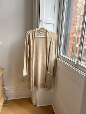 NWOT Cashmere Cuyana Cream Open-Front Knit Cardigan
